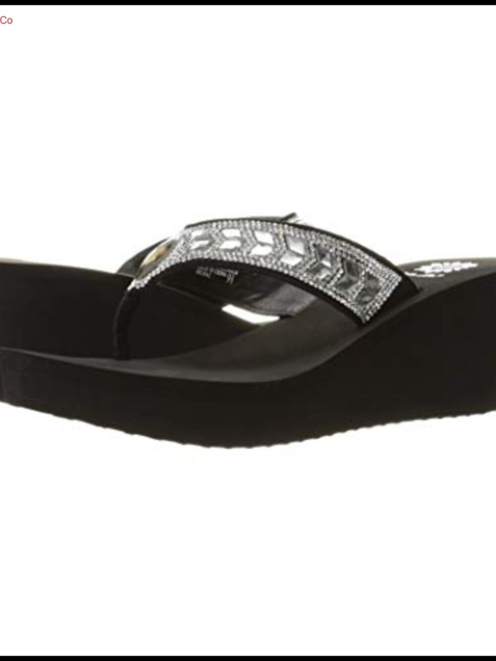 Wedge Thong Flip Flop with Jeweled Detail, Slip-On Comfort Sandal